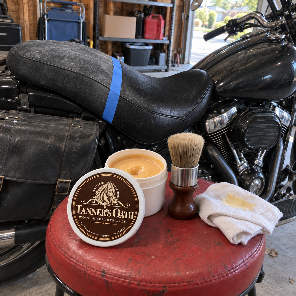 Tanner's Oath Wood & Leather Salve for Bikers