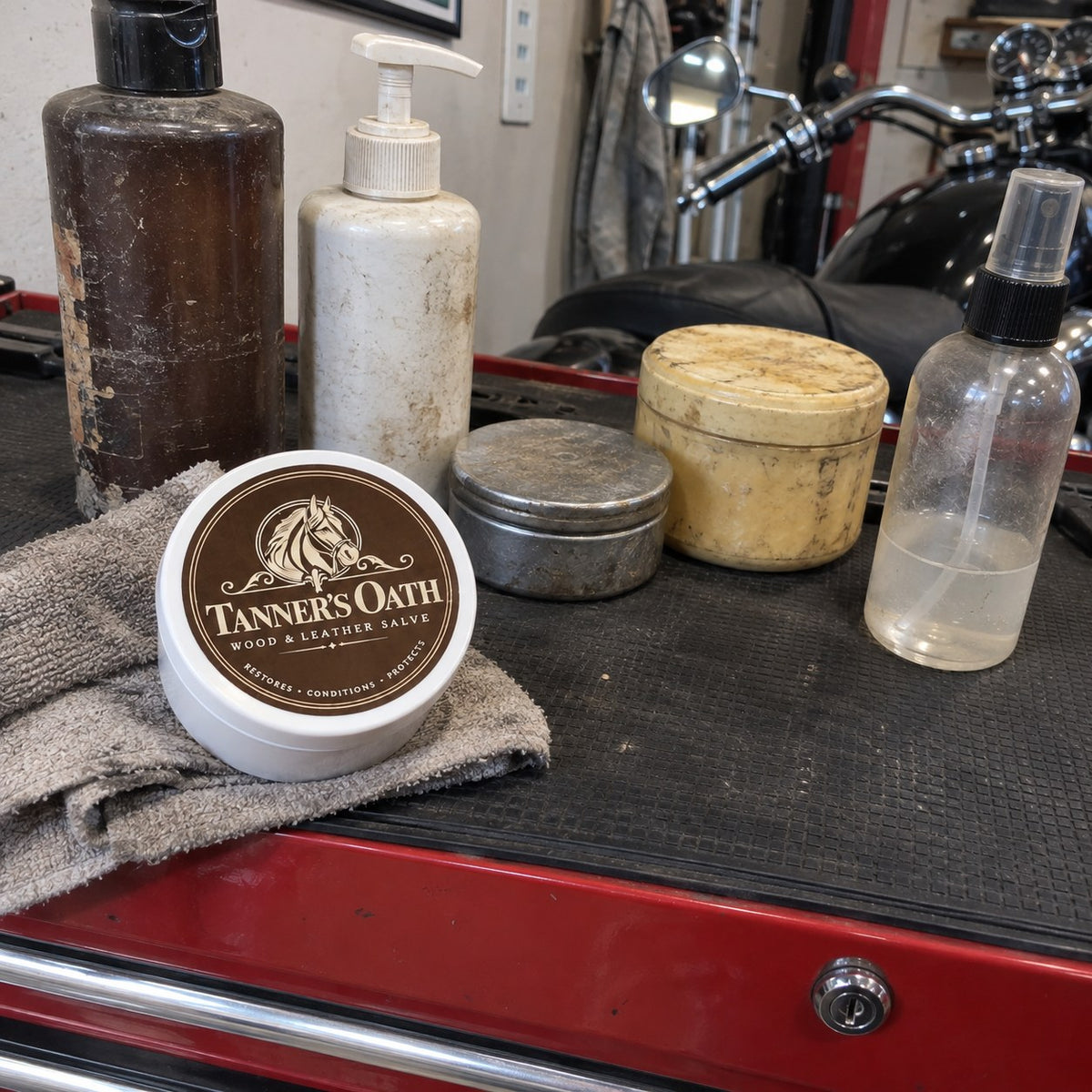 One jar of Tanner's Oath next to the bottles it replaces