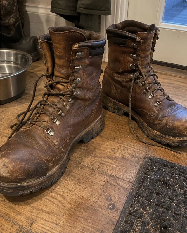 The same boots after the salve, colour back, ready for the season