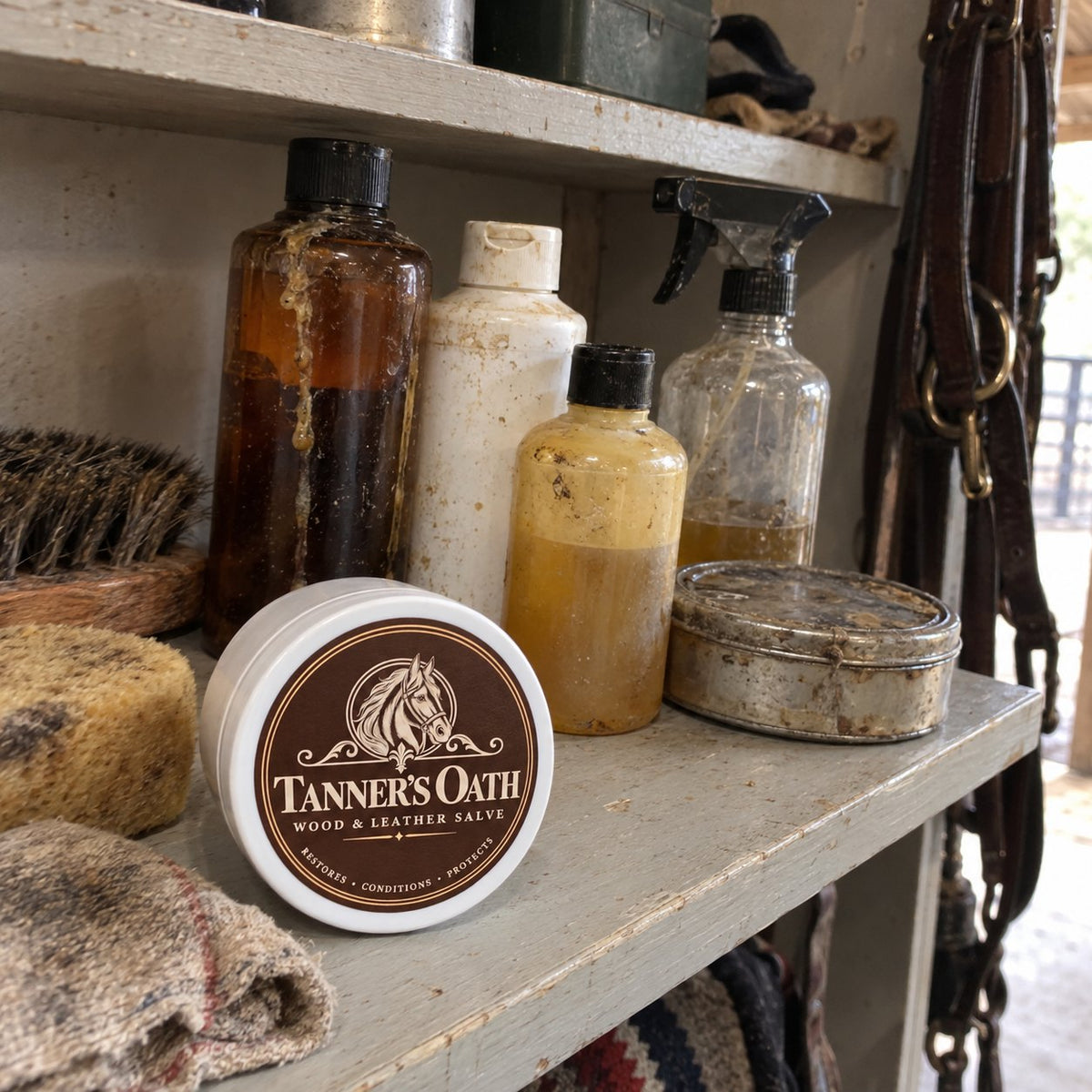 One jar of Tanner's Oath next to the bottles it replaces
